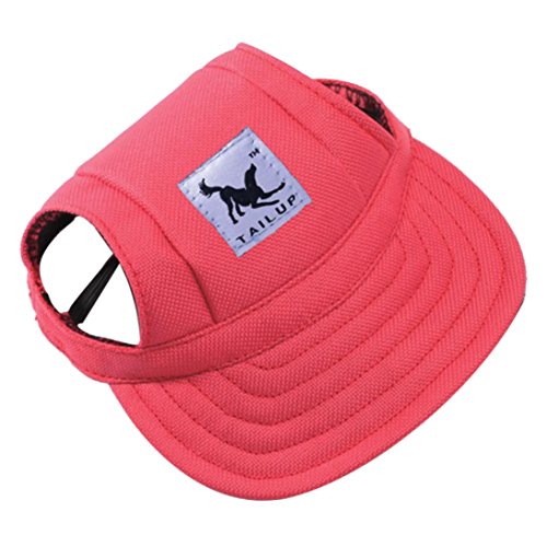 Pet Hat, OOEOO Visor Cap with Ear Hole Summer Dog Cat Baseball Cap Puppy Hat Sunbonnet (Red)
