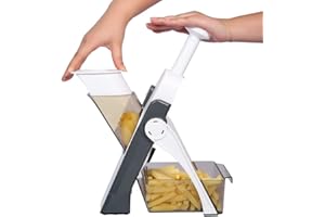 ONCE FOR ALL Safe Mandoline Slicer 5 in 1 Vegetable Chopper Food Potato Cutter, Strips Julienne Dicer Adjustable Thickness 0.1-8 mm Kitchen Chopping Artifact Fast Meal Prep (Gray)