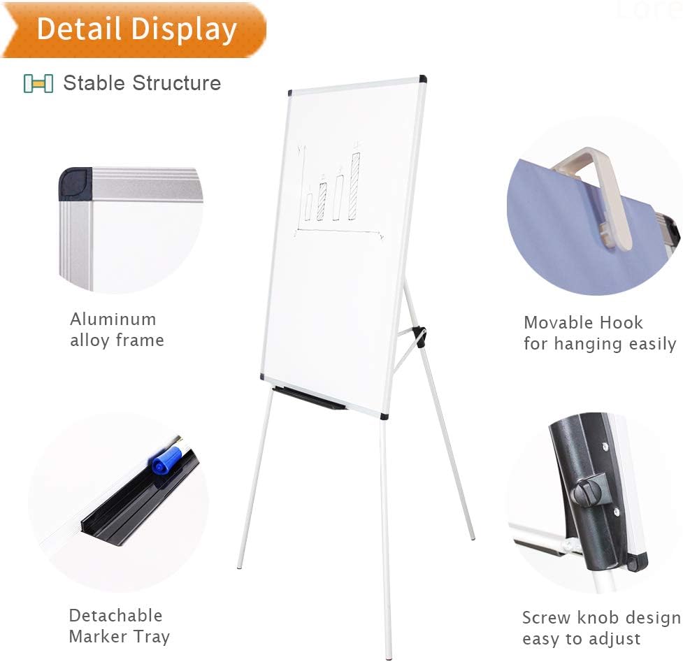 VIZ-PRO Light Melamine Tripod Whiteboard/Flipchart Easel, 90 x 60 cm, White(melamine Cygnet) - Image 4