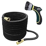 TheFitLife Best Expandable Garden Hose - 25/50/75/100 Feet Strongest Triple Core Latex and Solid Brass Fittings Free Spray Nozzle 3/4 USA Standard Easy Storage Kink Free Flexible Water Hose (100 Feet)