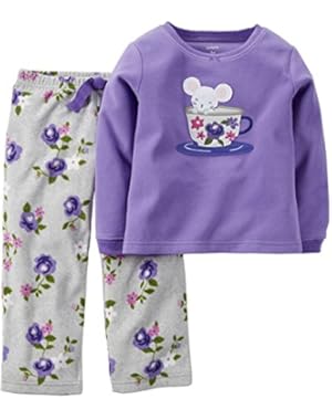 Baby Girls' 2-Piece Fleece Pajama Set (Purple Mouse)