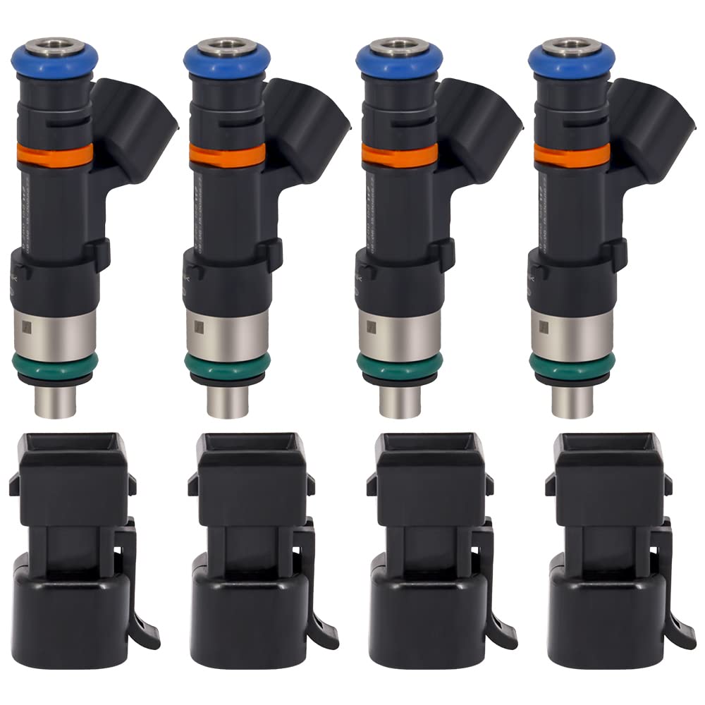 Photo 1 of 0280158117 Fuel Injectors Compatible with 0280158298 550cc 1.8T Turbo Audi A4 TT VW Golf Jetta Acura EV14 GM Honda Mazda Ford Dodge 7R3V9F593A5B 7R3Z9F593AA 7R3Z9F593AAFC Fuel Injector