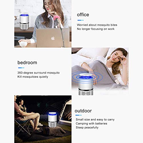 Huahua - Lámpara antimosquitos, usblámpara mosquitera con 360 ° UV LED, con ventosa dispersor, para moscas y mosquitos, para casa, oficina, patio, cocina, Negro
