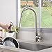 KINGO HOME Commercial High Arch Stainless Steel Single Lever Brushed Nickel Pull Down Sprayer Kitchen Faucet, Kitchen Sink Faucet with Dual Function Spout Sprayer