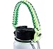 QeeLink Paracord Handle Compatible with Hydro Flask Wide Mouth Water Bottles - Paracord Carrier Strap Cord with Safety Ring & Carabiner & Compass & Fire Starter, 12oz - 64oz (Glow Green)