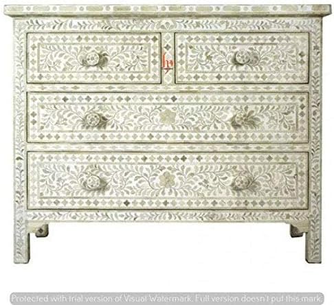hpcrations Bone Inlay 4 Chest of Drawers Beautifully Crafted Home Decor Inlay Furniture