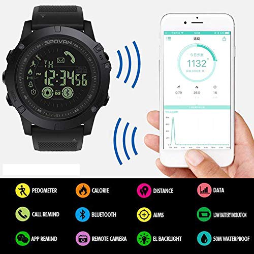 Choosebuy Bluetooth Smart Watch, LCD Screen IP67 Waterproof Sports Outdoor Smart Wristwatch /12-month Standby All-Weather/Pedometer/Remote Camera Smart Bracelet for Men Women Elderly Kids (Black)