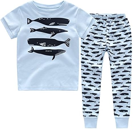 CNBABY Boys Pajamas Astronaut-Luminous Or None-Luminous Whale Dinosaur Kids Sleepwear 100% Cotton Size 1-8T