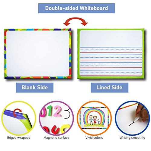Lined Dry Erase Board for Kids with 6 Markers, Premium Double