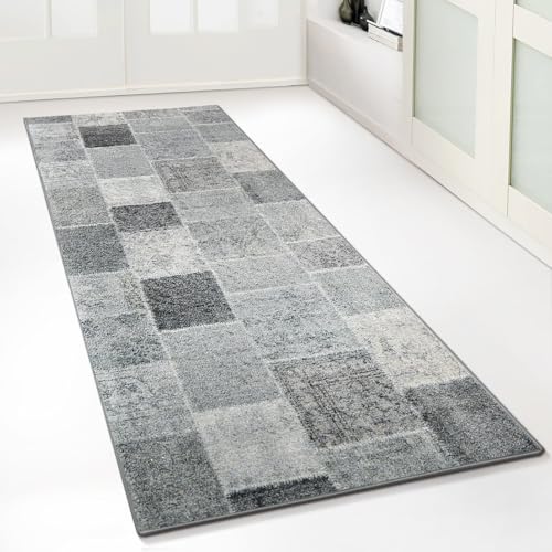 Floordirekt Teppichläufer mit Muster, Monsano Anthrazit, 80 x 350 cm