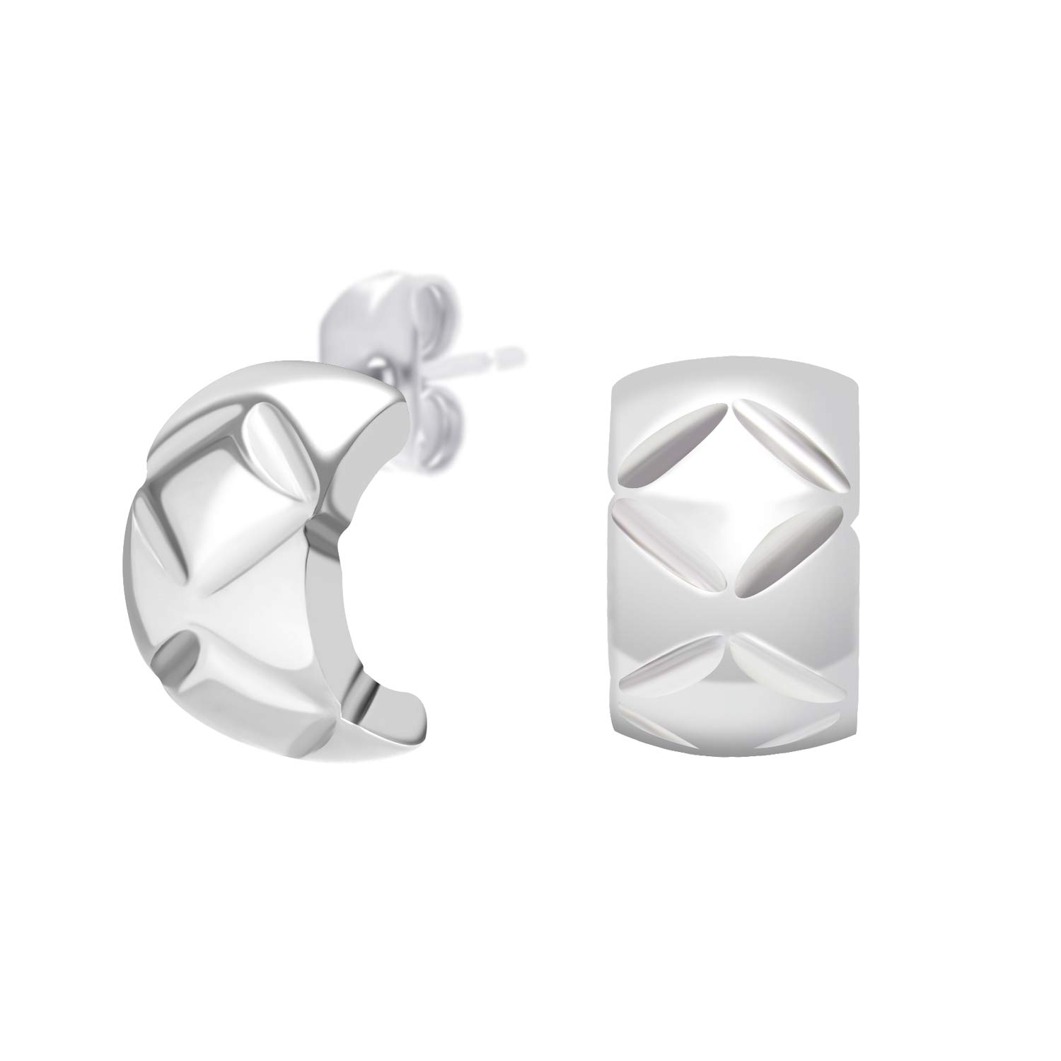 555Jewelry Stainless Steel Thick C Shaped Huggie Earrings for Women, Hoops Earrings for Women, Hypoallergenic Chunky Hoop Earrings, Huggie Hoop Earrings, Open Hoop Earrings for Women, Silver