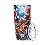 Pandaria 20 oz Stainless Steel Vacuum Insulated Tumbler with Lid - Double Wall Travel Mug Water Coffee Cup for Ice Drink & Hot Beverage, Flame Skull