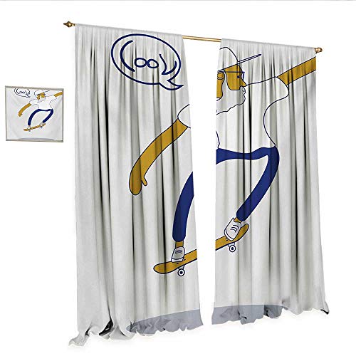 WinfreyDecor Indie Customized Curtains Cool Hipster Old Man 