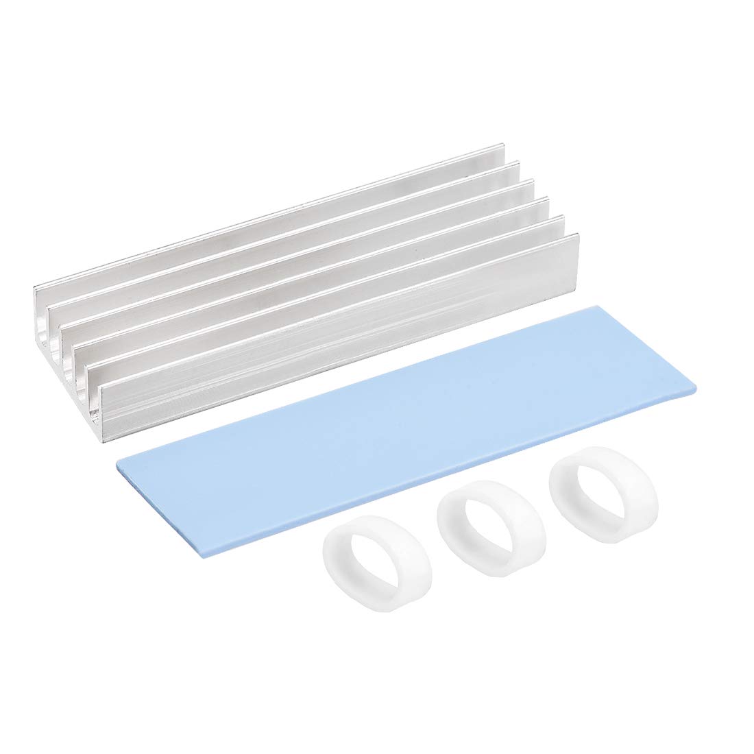 sourcing map M.2 Aluminum Heatsink Kit 70x22x10mm with Silicone Thermal Pads for 2280 SSD