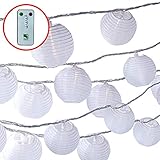 Frux Home and Yard White Lanterns String Lights - 24 Indoor Outdoor Mini Nylon LED String Lights Extra Long 16ft With Remote Control - Extendable - Connect up to 3 Sets - Bonus Hanging Hooks by Frux Home and Yard