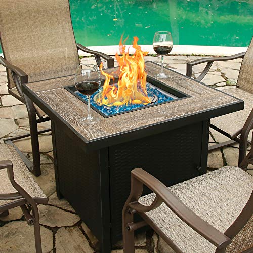 BALI OUTDOORS Propane Gas Fire Pit Table, 30 inch 50,000 BTU Square Gas