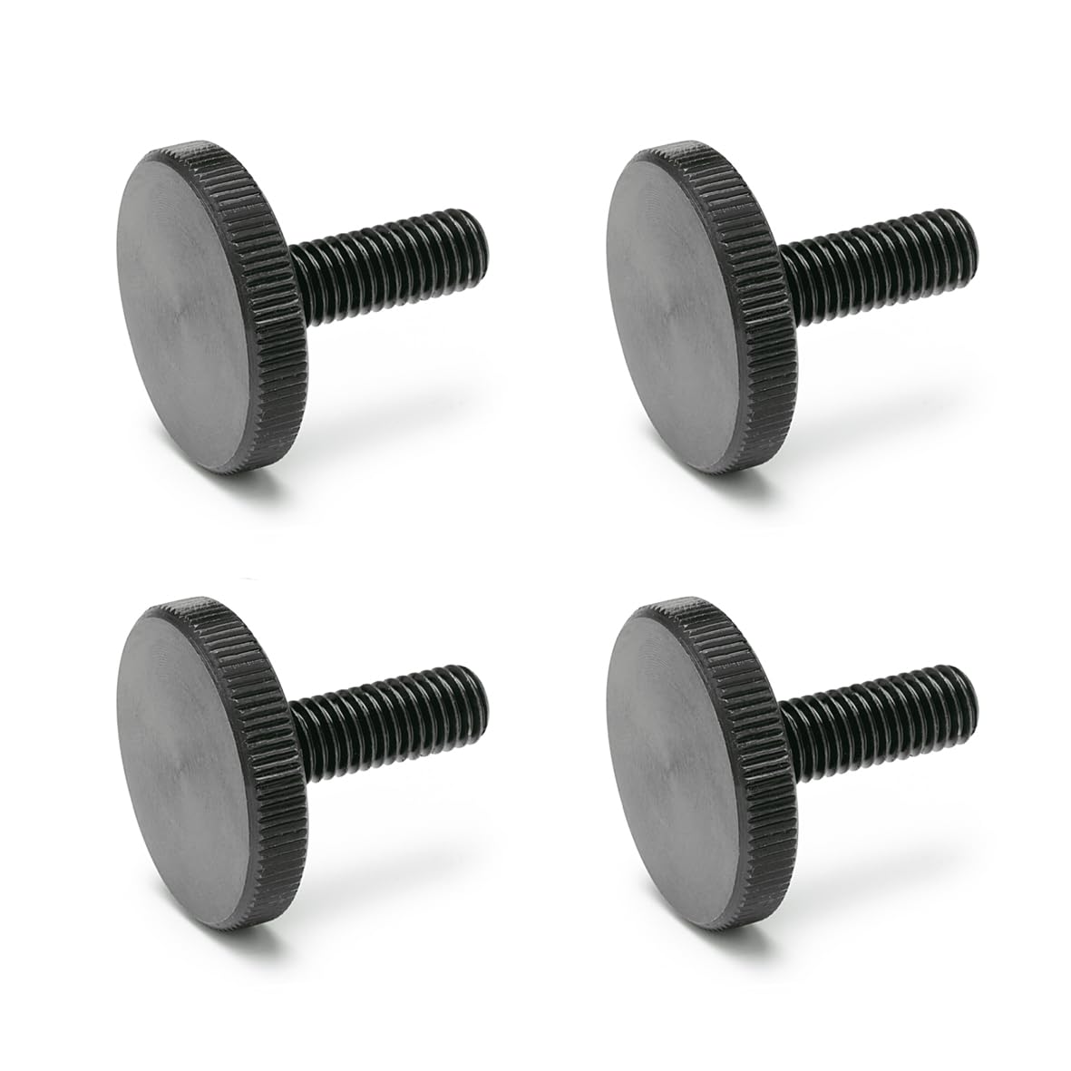 Ganter Normelemente Flat knurled screws, knurled screws (low shape), DIN 653-M8-20, pack of 4, burnished steel, thread: M8 x 20