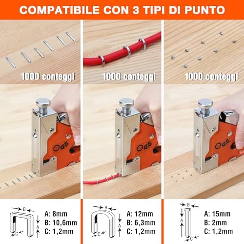 - Spillatrice manuale multifunzione 3 in 1 con 3000 graffette, adatta per graffette n. 140, 28, 8, ideale per tappezzeria, materiale da fissaggio, decorazione