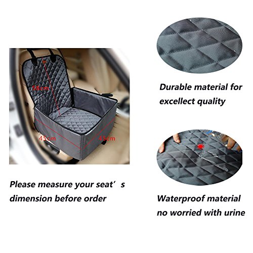 BITOO Pet Puppy Front Single Seat Cover 2 in 1 Deluxe Dog Black Seat Cover Water Proof and Non Slip Backing with for Cars Trucks and SUVs