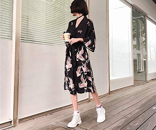 Japanese Kimono Yukata Kimono Cardigan Blouse Women Long Sleeve Cardigan Haori Traditional Kimonos,1,One Size