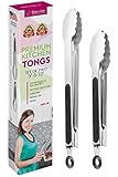 Salad Tongs For Cooking Serving Tongs - Kitchen Utensil Set - 2 Metal Kitchen Tongs 9, 12 Inch
