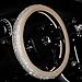 Sino Banyan Diamond Steering Wheel Cover PU Leather Case, with Bling Bling Crystal Rhinestones, Universal 15 Inch Protector for Women, Beige