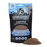 Vital Essentials Freeze Dried Beef Toppers - Premium USA Made Protein Mix-In - Just Add Water Or Simply Sprinkle On Top - 6 oz Resealable Bag
