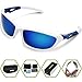 Torege Polarized Sports Sunglasses For Men Women Cycling Running Fishing Driving Baseball Golf TR90 Unbreakable Frame TR010 (White&blue)