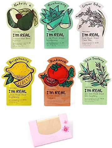 TONYMOLY I'm Real Mask Sheet Package(6 sheets)+ SoltreeBundle Oil control Paper 50pcs