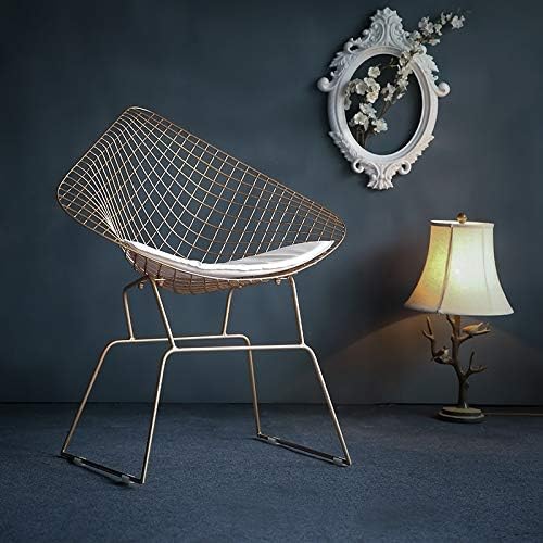 Home Furnitures Living Room Chairs Patio, Lawn & Garden Chairs Nordic Modern Minimalist Casual Hollow Wire Creative Personality Dining Chair(Gold) (Color : Gold)