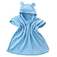 Ameyda Cosplay Costumes Kids Baby Toddler & Little Boys Flannel Poncho Bathrobe with Bear Ears Hood, Blue 0-2 Years/(W22-L24)