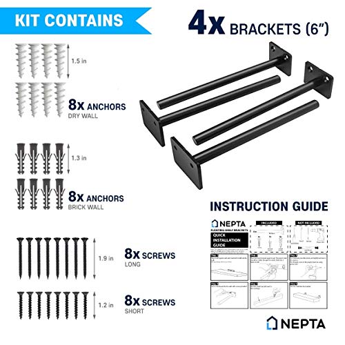 Floating Shelf Brackets Hardware 4 pcs 6 Inch Hidden Bracket for Wood