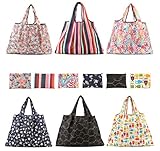Tebery 6 Pack Reusable Grocery Bags Large Foldable Shopping Tote Bag Washable Heavy Duty Purse Shopping Bags