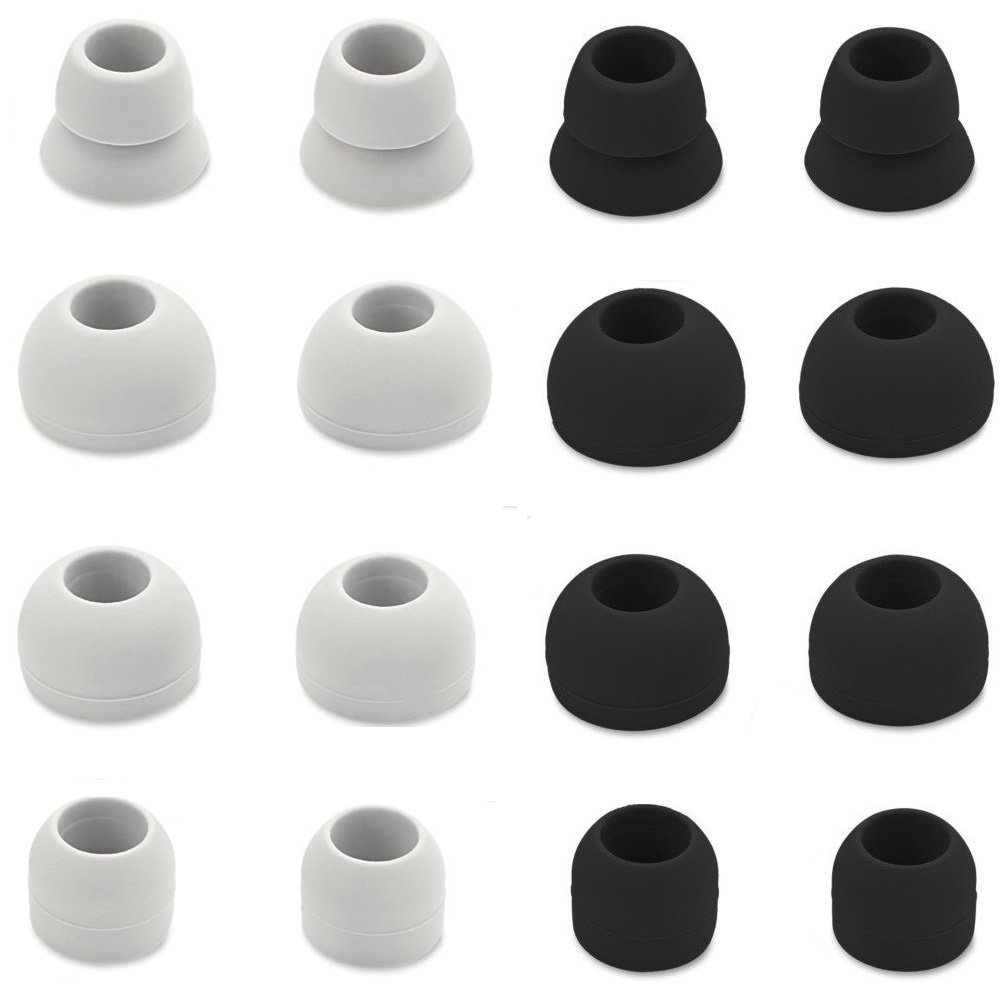 16 Pieces Replacement Earpads Eartips Earbuds Eargels for Powerbeats 1, Powerbeats 2, Powerbeats 3, Beats Wireless Stereo Earphones by Dr. Dre, 4 Pairs Black & 4 Pairs White (Black & White)