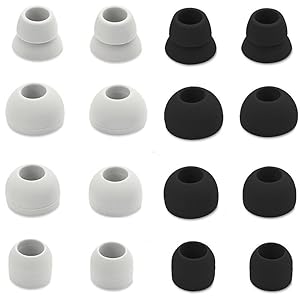 16 Pieces Replacement Earpads Eartips Earbuds Eargels for Powerbeats 1, Powerbeats 2, Powerbeats 3, Beats Wireless Stereo Earphones by Dr. Dre, 4 Pairs Black & 4 Pairs White (Black & White)