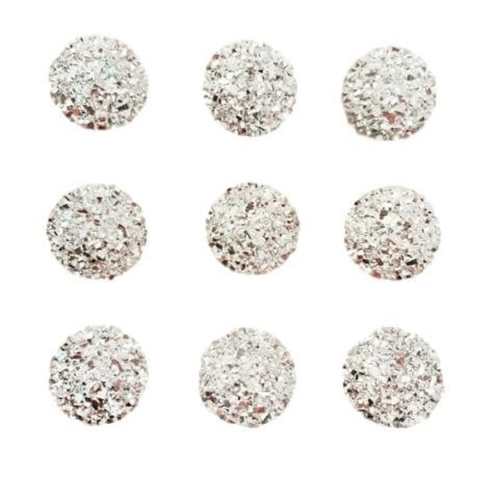 Syntego Silver Round Gems – 12mm | Pack of 40 | Flat Back Resin Embellishments for Crafts for Scrapbooking and Decoration