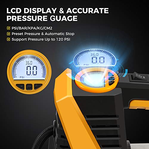 C P CHANTPOWER Tire Inflator Air Compressor,12V DC Portable Car Tire