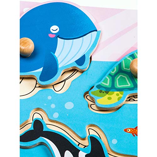 image for Robud Wooden peg Puzzle 5 Pieces-Jigsaw Puzzle Boards for Baby Kids-Go