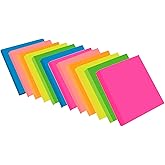 (12 Pack) ZCZN Sticky Notes 3x3 Inches, 1200 Sheets 6 Bright Color Self-Stick Note Pads, Easy to Post for Office, Home, Meeti