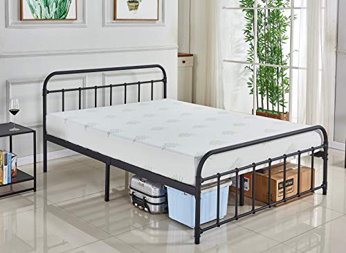 Queen Bed Frame, Platform Metal Bed Frame Foundation Queen Size with Headboard and Footboard (DS-10 Queen)
