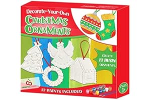 ORIENTAL CHERRY Christmas Crafts for Kids - DIY Christmas Tree Decorations Resin Ornaments Kits (Includes Paints Brushes) - Stocking Stuffers DIY Xmas Ornaments for Kids Toddlers Girls Boys Ages 3-5 4-8 8-12