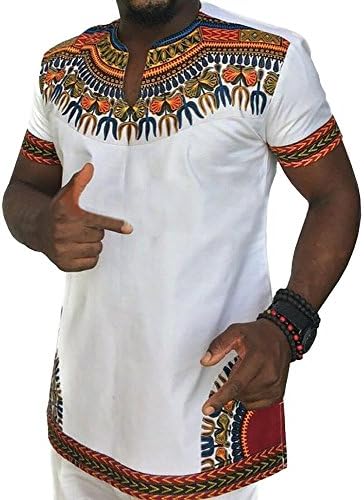 Feel Show Men's Casual Short Sleeve African Print Dashiki T-Shirt Tops