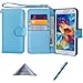 Wisdompro Case for Galaxy S5, PU Leather Flip Folio Wallet Case Protective Phone Cover with Credit Card Holder Slots, Wrist Strap and Magnetic Closure for Samsung Galaxy S5 - Blue
