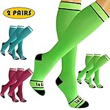 LU&BA Durable Compression Socks Travel Women & Men fit for Sports Running Faster Muscle Recovery & Increase Leg Energy from 20-30 mmHg Knee high Socks – 2 Pairs