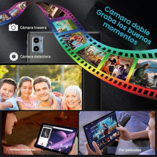 2026 Tablet Android 15 Octa Core con 64GB RAOM +2TB TF Tablet 10 Pulgadas|5G + 2.4G WiFi | FHD | GMS | Bluetooth 5.0 | 8MP + 5MP | Tipo C, Tablet táctil con funda, teclado y ratón, color negro