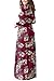 ESONLAR Womens Long Sleeve Wedding Dress with Pockect Crewneck Casual Loose Floral Christmas Long Maxi Dress Wine L