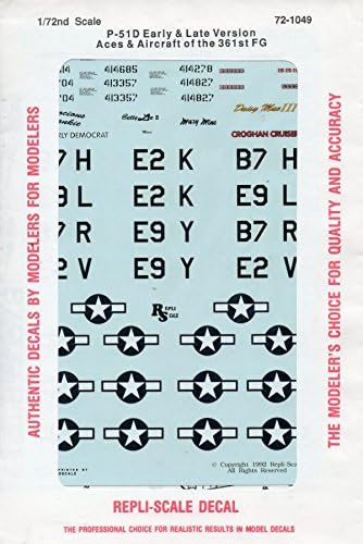 Repli Scale Decal 1:72 P-51D Early&amp;Late Version Aces&amp;Aircraft 361 FG #72-1049