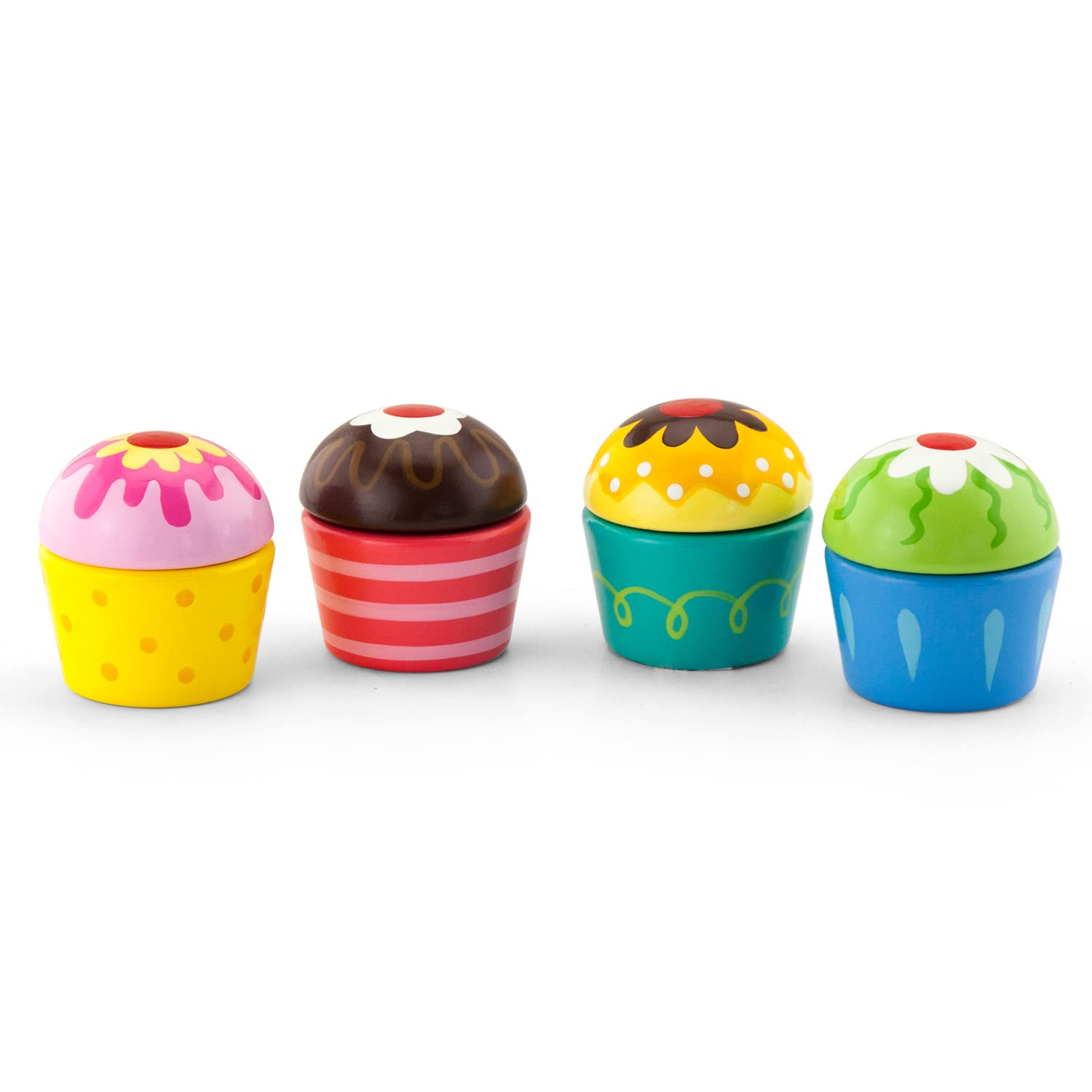 Viga Mix and Match Wooden Cupcakes - Childrens Pretend Play Food Kitchen Toy