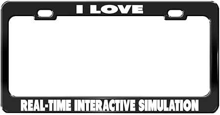 Amazon I Loveリアルタイムinteractiveシミュレーションブラックメタル車ライセンスプレートフレーム ナンバーカバー ホルダー 車 バイク