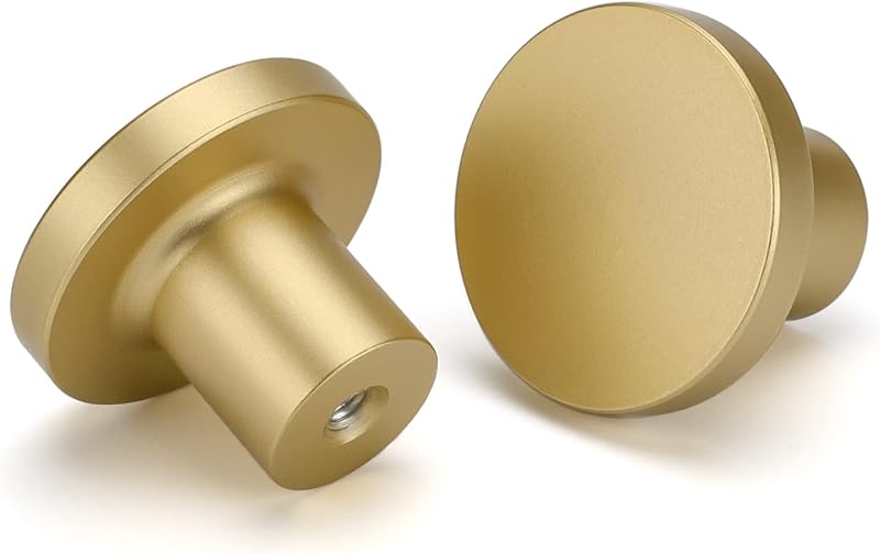 LONTAN Gold Knobs 4 Pack Aluminum Alloy Cabinet Drawer Hardware Brass Cupboard